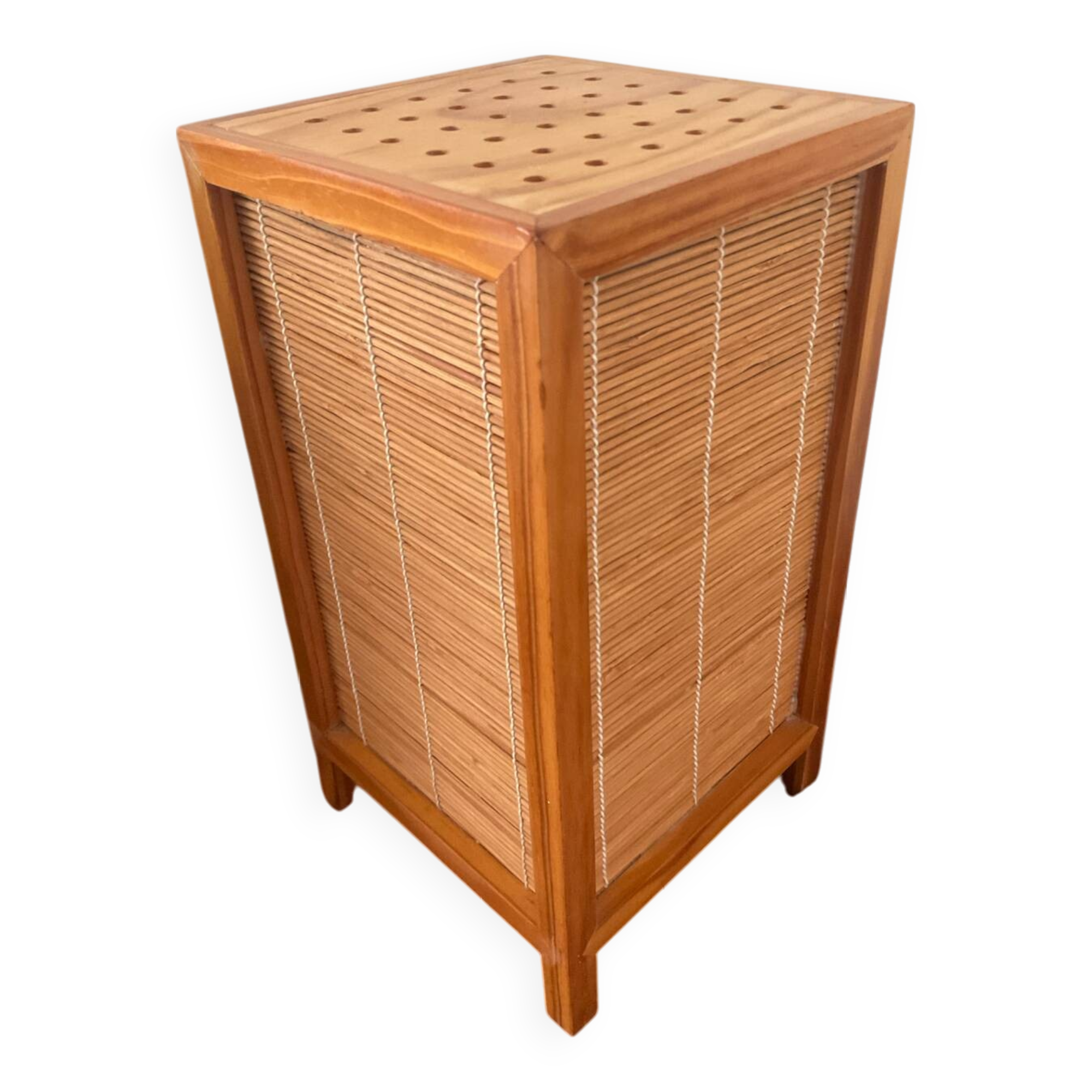 Lampe vintage en bois et osier
