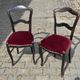 Pair of chairs Napoleon III blackened wood and seat red velvet