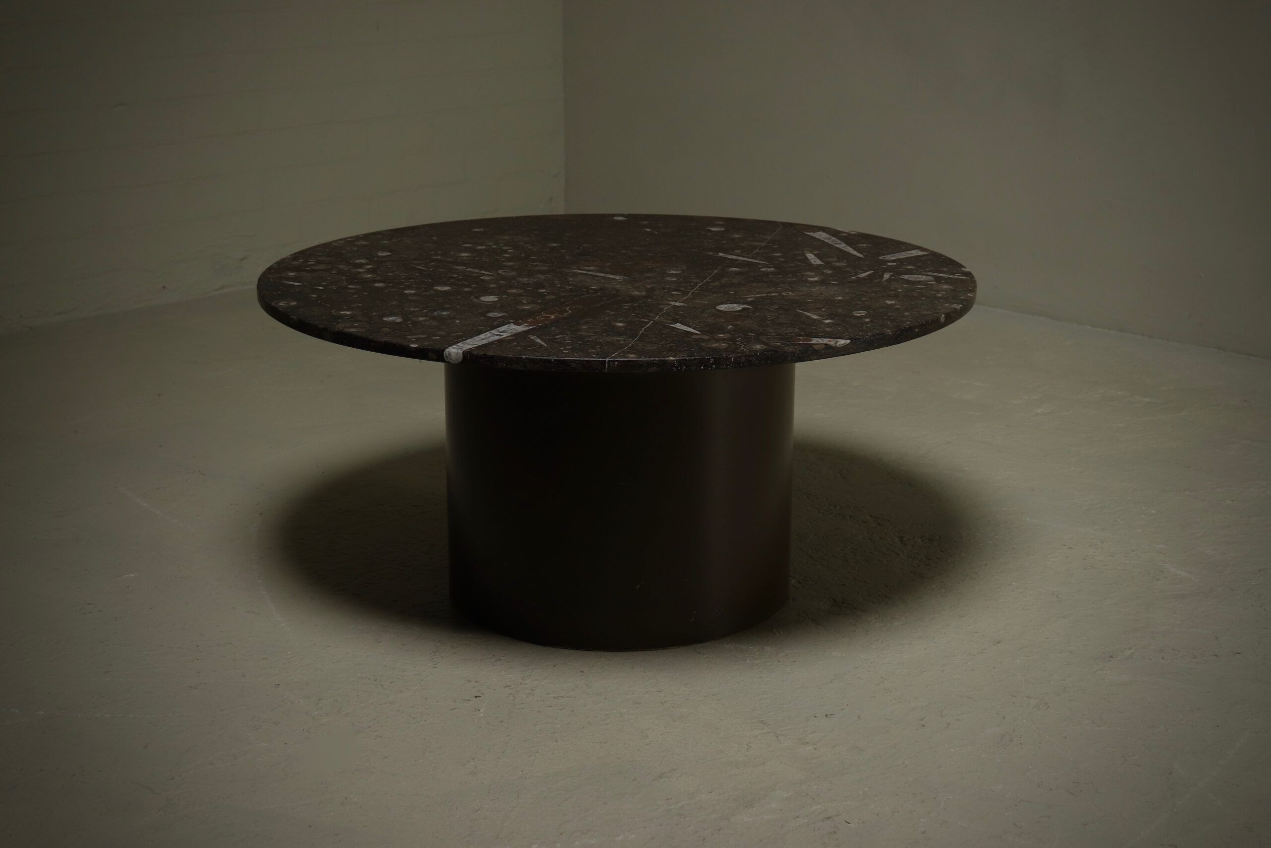 Coffee table with fossil limestone top by Metaform Holland, 1980s