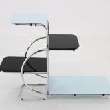 Etagere Bauhaus chromée des années 1930 avec verre Opaxy, Tchécoslovaquie