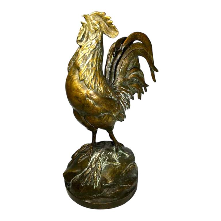 French bronze rooster sculpture, 19th century