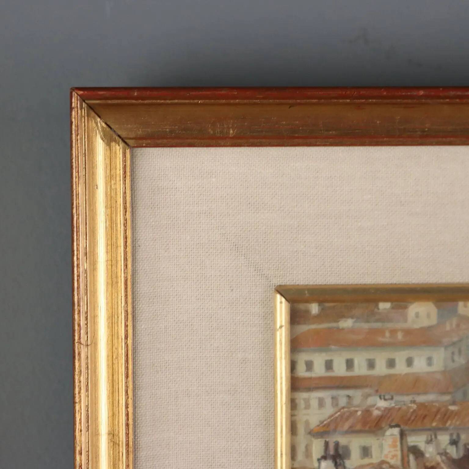 Modern painting signed Aldo Bressanuti, city view, 20th century