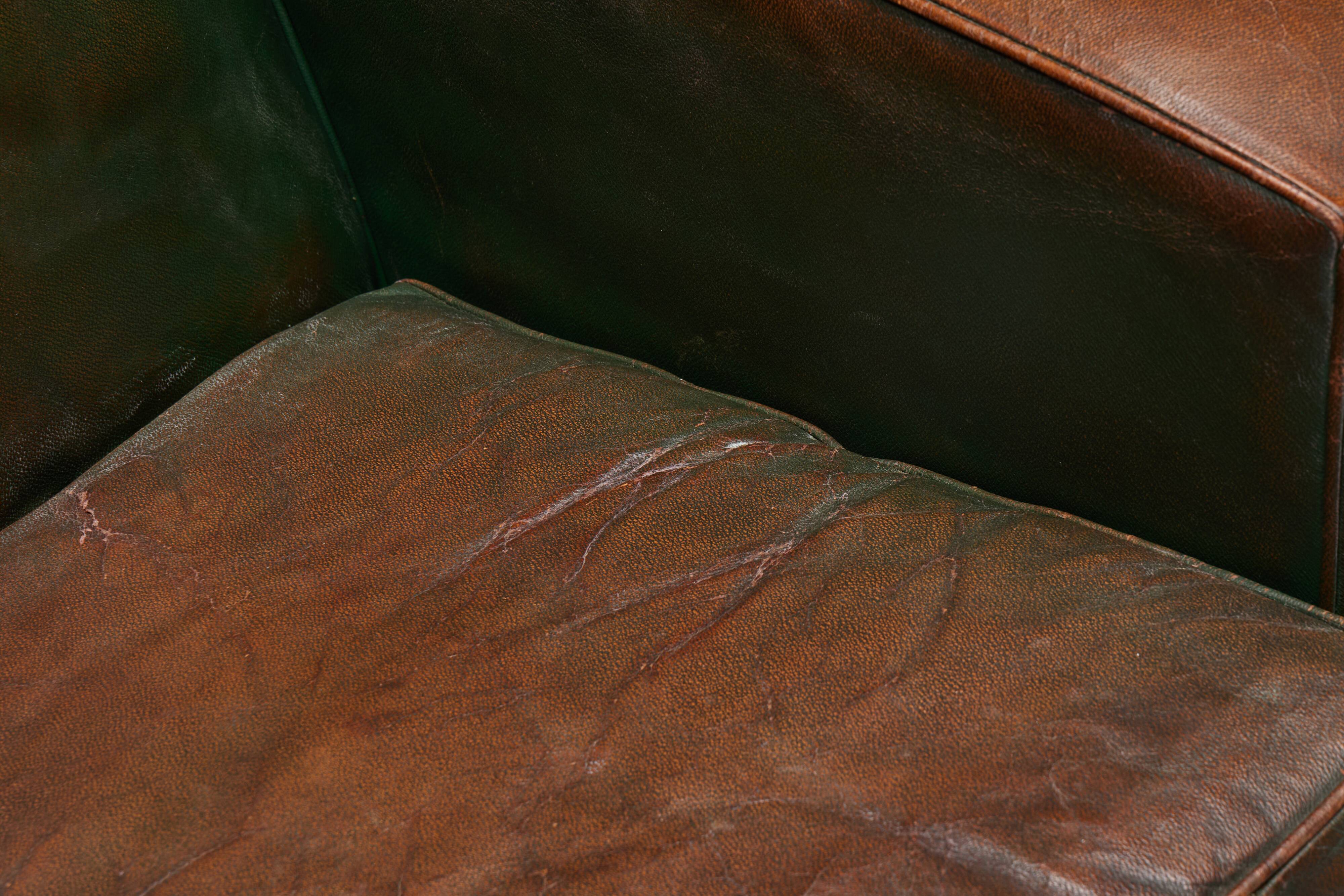 Art Deco Leather Club Chairs, France, 1930s