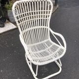 White wicker armchair