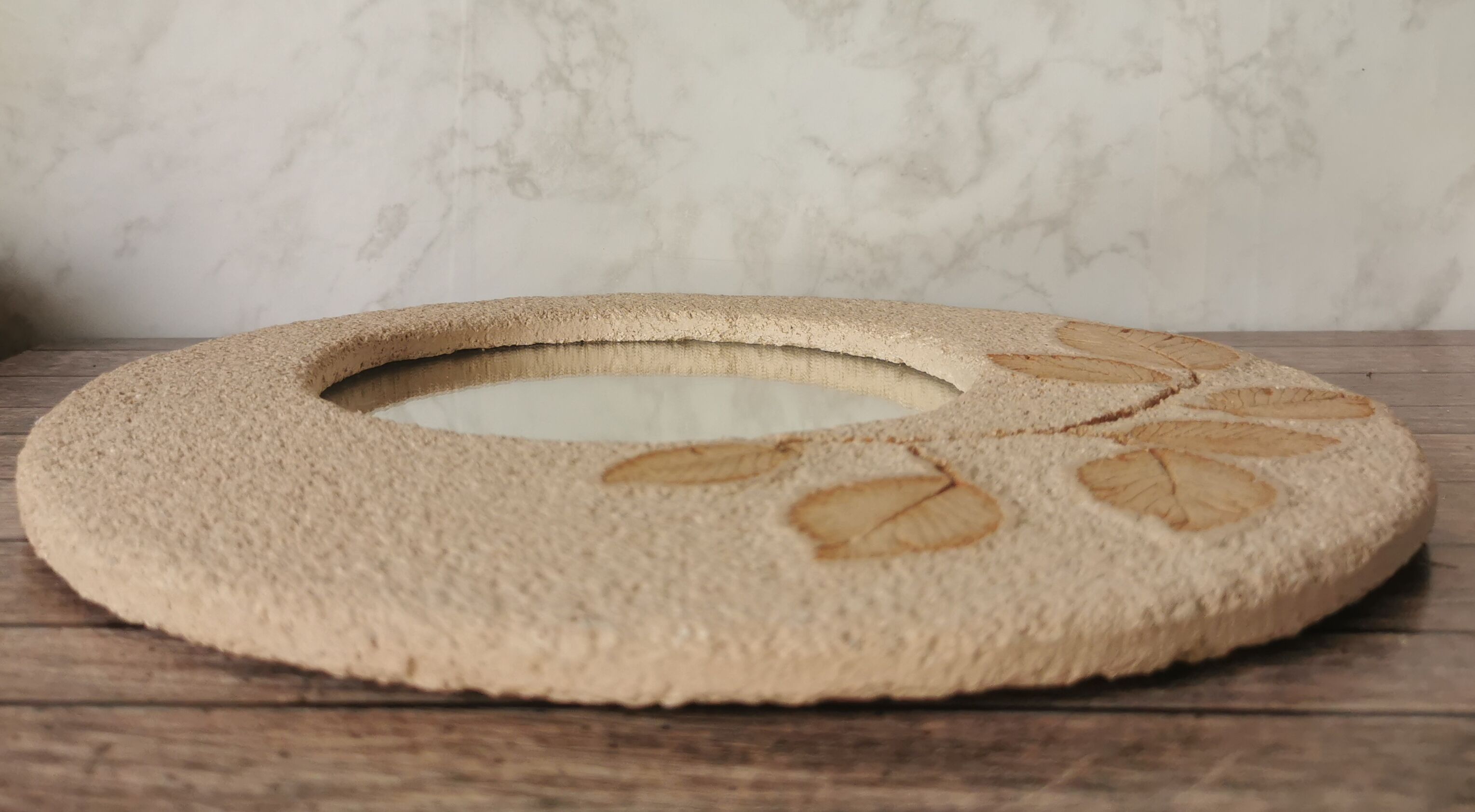 Miroir pierre naturelle feuilles