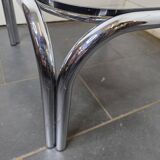Chrome metal coffee table with smoked glass top from the 70s