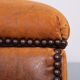 Sheepskin Leather pouf or Ottoman with storage 1970s