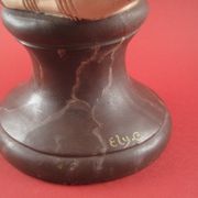 Bust of a young girl in terracotta painted and signed, period early xx th