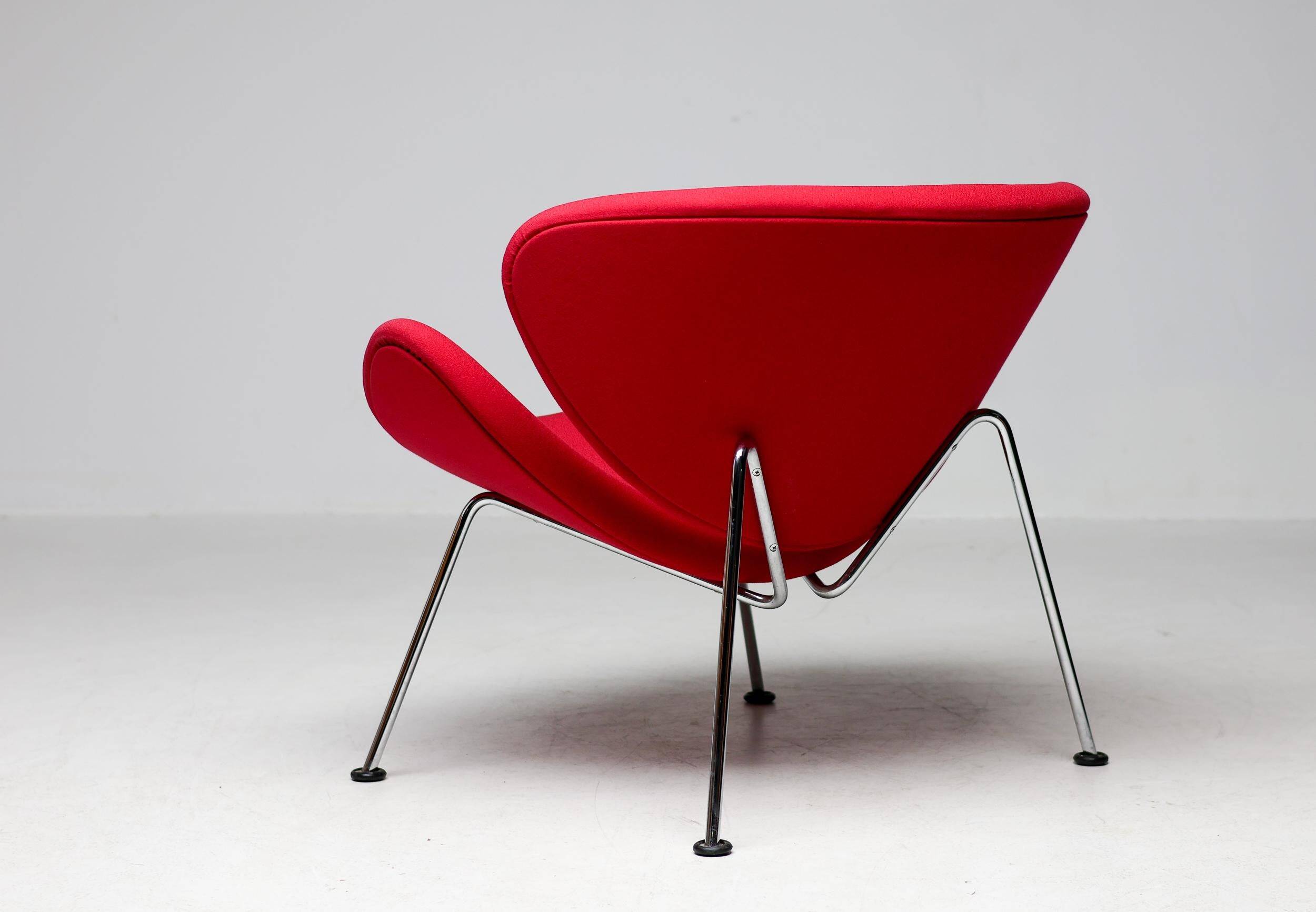Mid-century modern chair with red and orange slices by Pierre Paulin