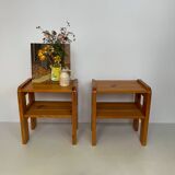 Table de chevet vintage en pin clair
