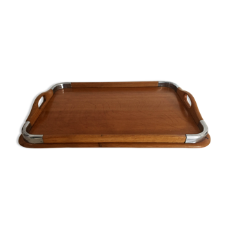 Wooden and chrome tray