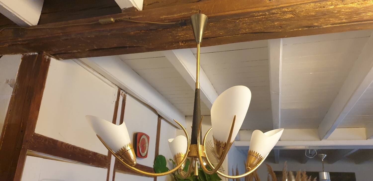 Four-light opaline chandelier