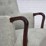 1960s, Danish armchair, original light grey furniture wool, teak wood.