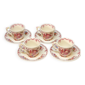 4 Mason's Fruit Basket Coffee Cups and Saucers Made In England