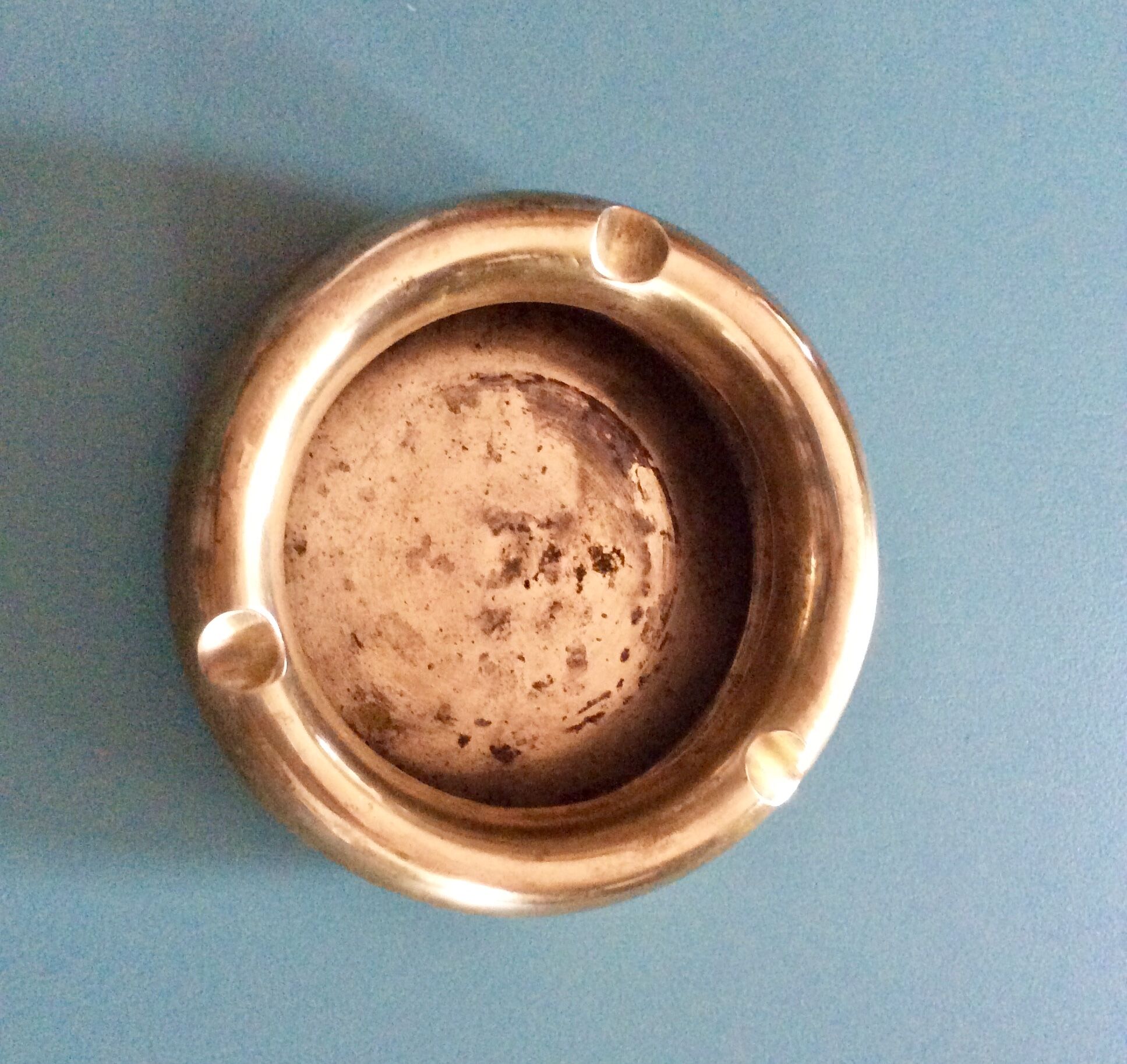 Vintage brass round ashtray