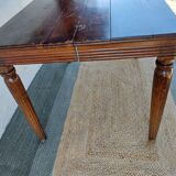 wooden table, almost square, extension possible