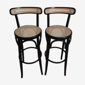 Canned stools black lacquered backrest