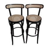 Canned stools black lacquered backrest