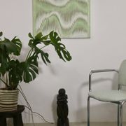 Textured wave effect painting by pleating in light green color. Contemporary. Ref Riviera
