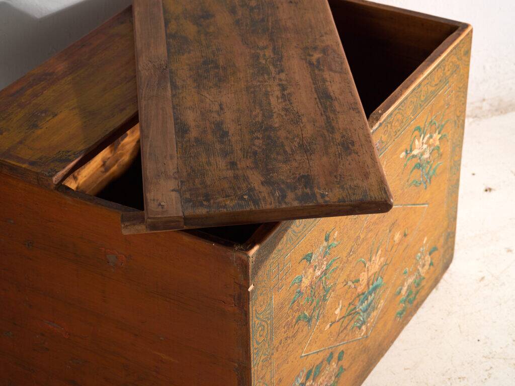 Antique Chinese painted elm wood chest – China, circa 1900
