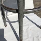 Industrial stool seat dark grey leather