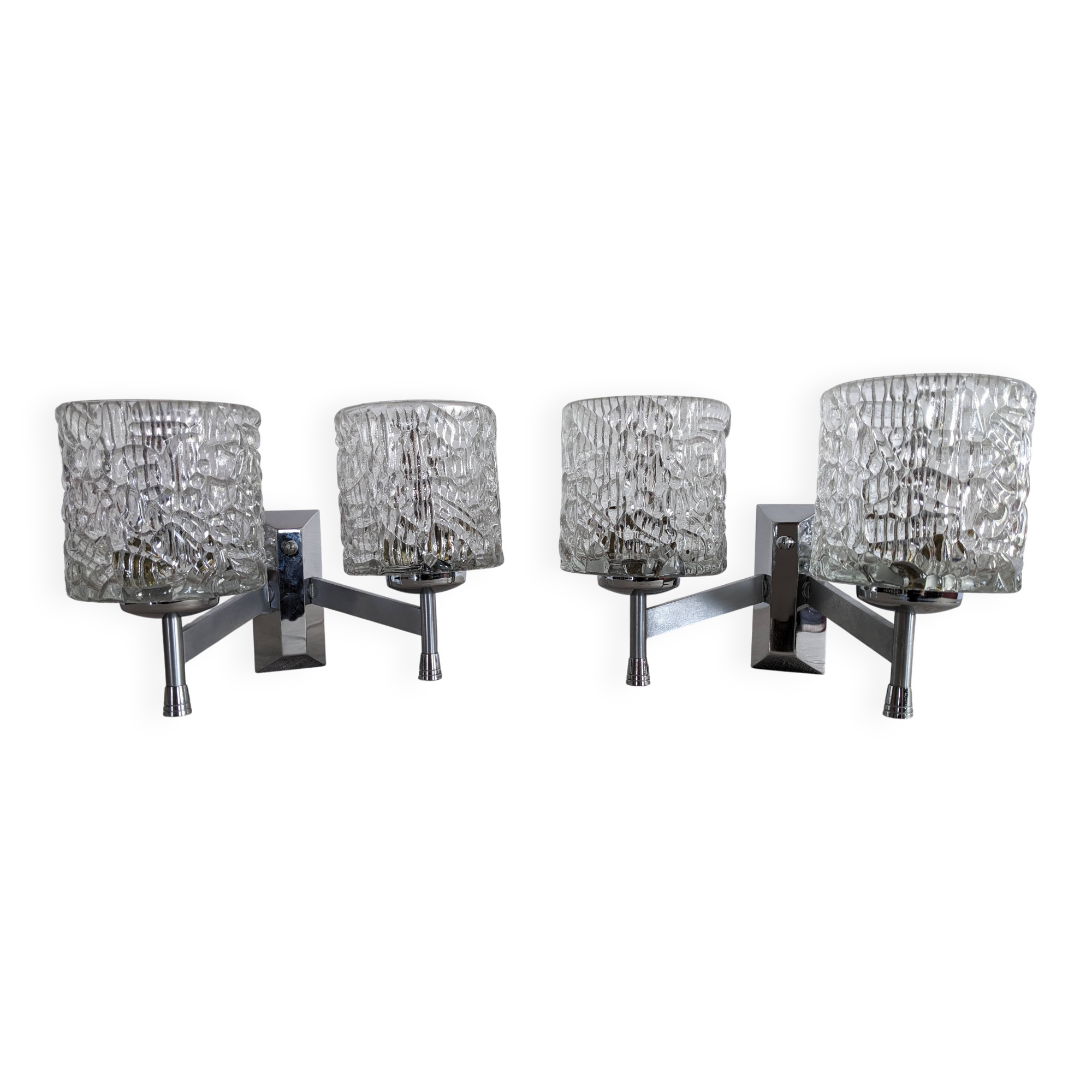 Pair of Murano glass wall lights by Kaiser Leuchten, Germany circa 1970.