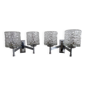 Pair of Murano glass wall lights by Kaiser Leuchten, Germany circa 1970.