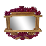 Grand miroir italien dans le goût art déco en bois doré à décor de fruits