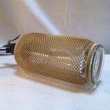 Siphon water bottle of Seltz Merkuria gold mesh rating - Vintage Czechoslovakia