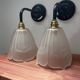 Set of two Art Deco glass wall lights