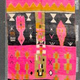 Large pink berber rug in wool boujad new 200x310 cm