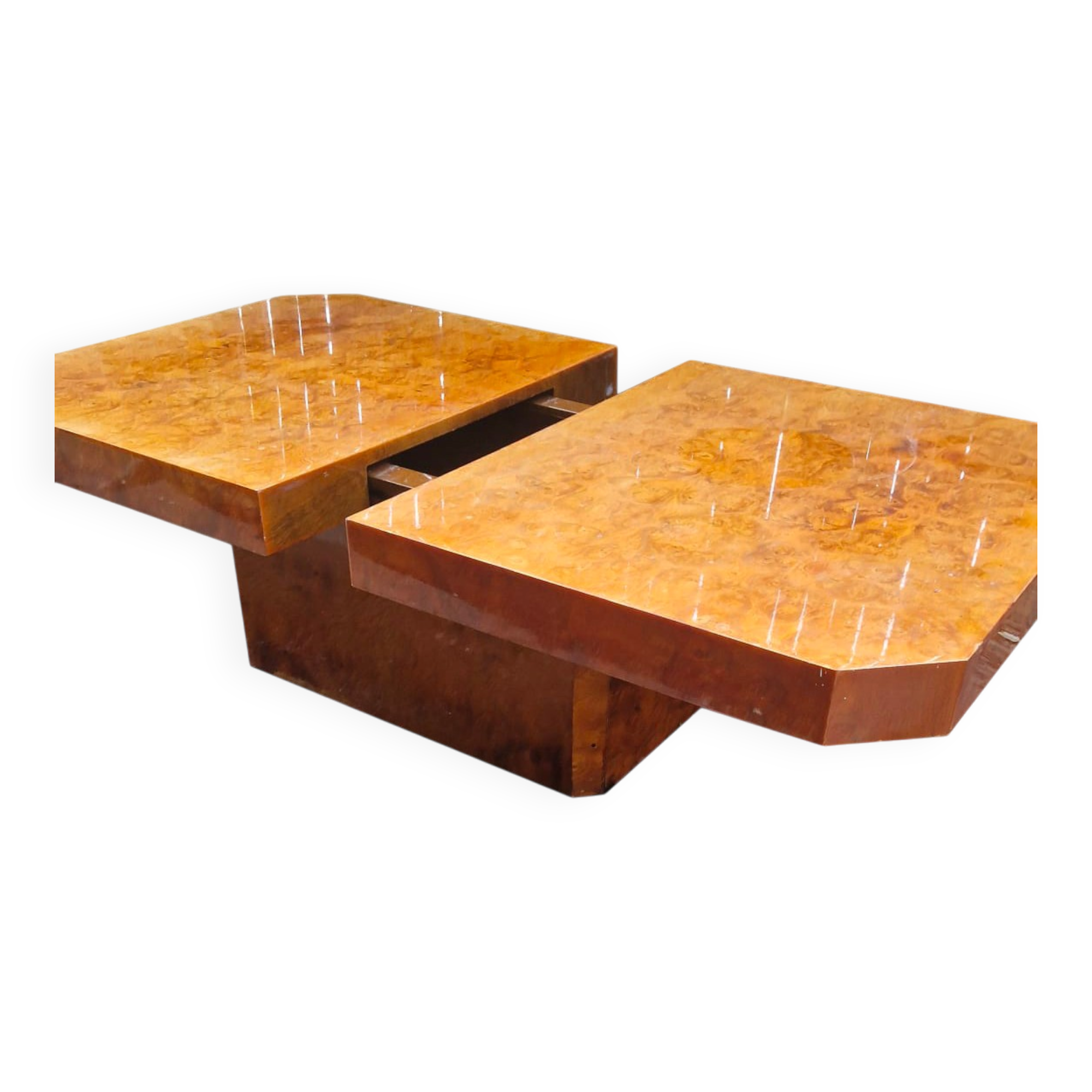 Elm burl coffee table, 1970s