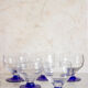 5 verres pied bleu style art déco
