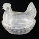 Large hen bonbonniere glass box style portieux vallerysthal