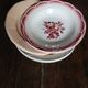 6 mismatched soup plates Digoin Sarreguemines red blue pink