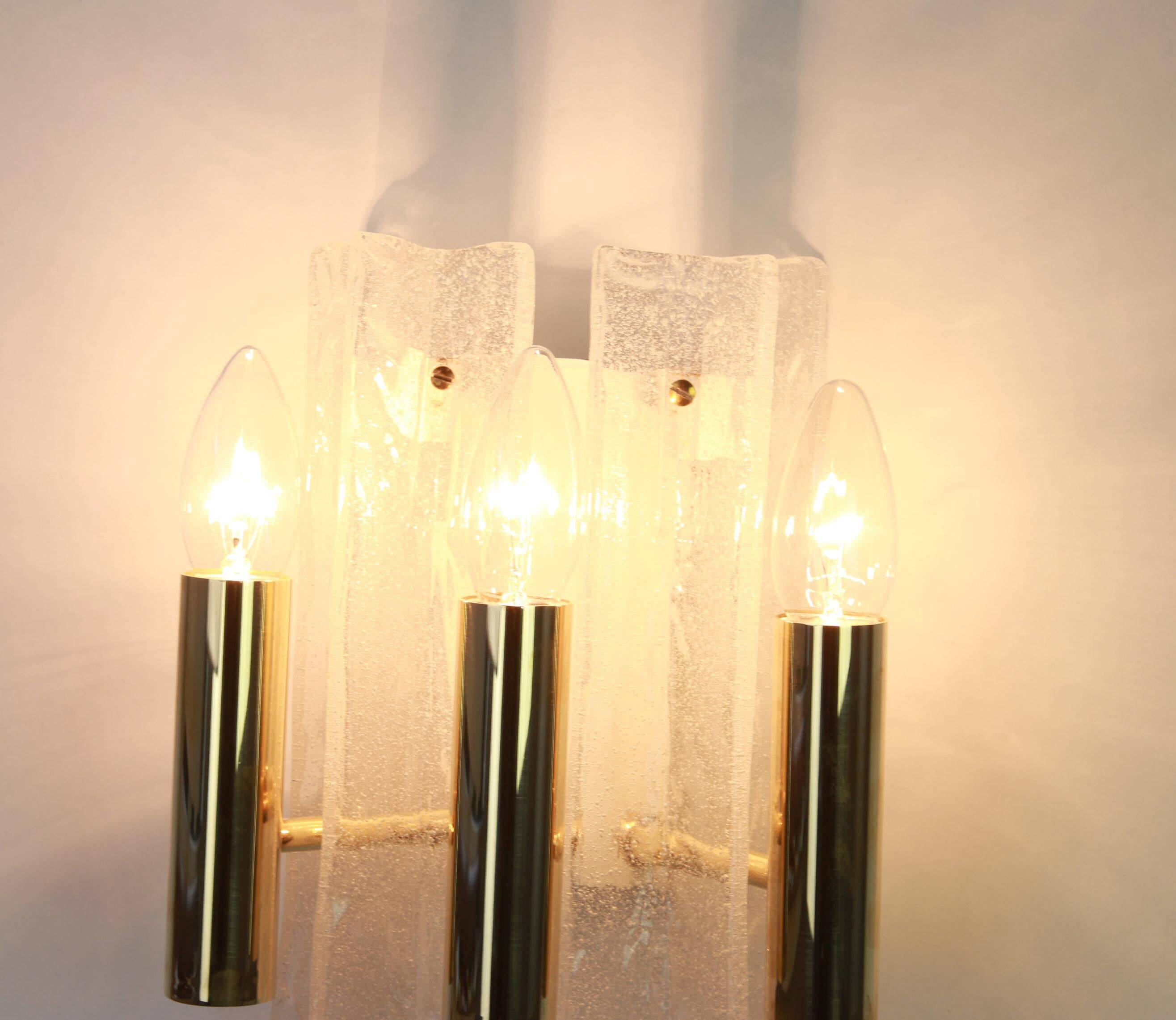 Pair of Murano glass wall sconces by Kalmar, Model Lipizza, Austria, 1960s.
