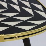 Side table, flower table, small triangle shaped table, checkered, vintage 50s inspired
