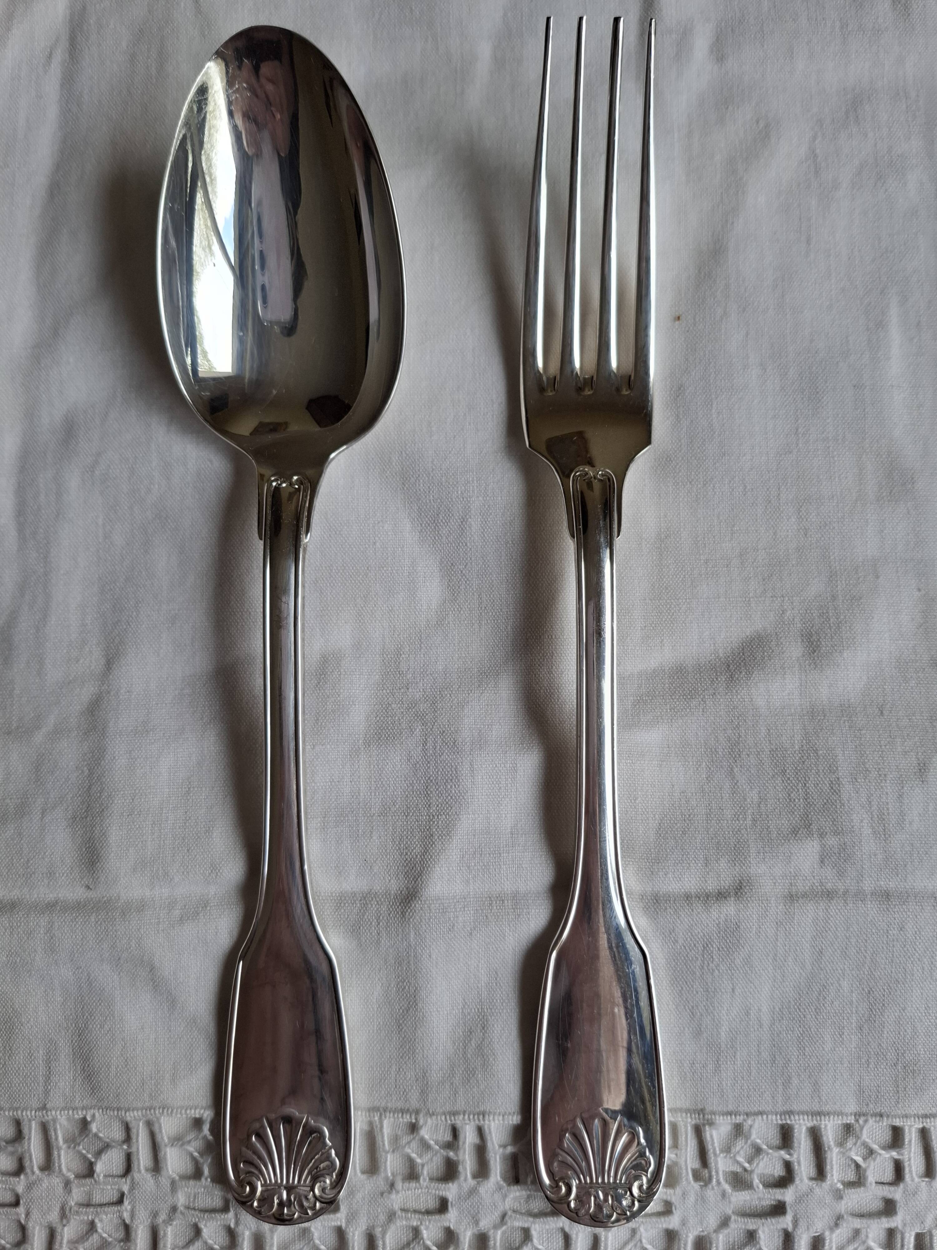 Christofle Alfenide silver cutlery, Coquille/Vendôme model, x6 or 12