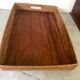 Vintage wood and rattan platter