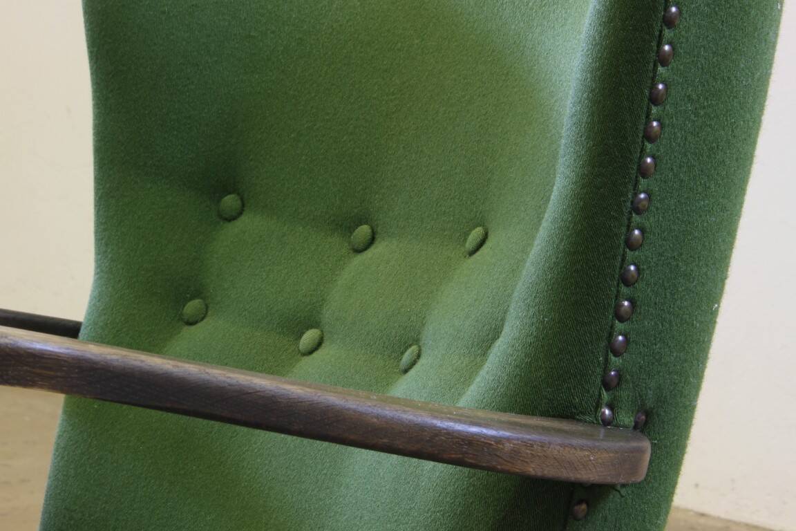 1960s vintage mid-century lounge chair, dark stained oak style of Viggo Boesen