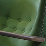 1960s vintage mid-century lounge chair, dark stained oak style of Viggo Boesen