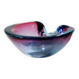 Bol en verre "Sommerso" rose et bleu de Murano par Flavio Poli, années 1960, Italie
