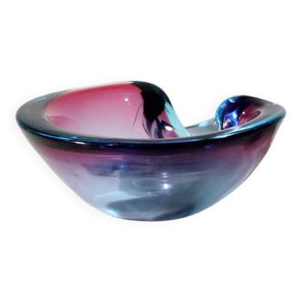 Murano Pink and Blue "Sommerso" Glass Bowl By Flavio Poli, 1960s, Italy