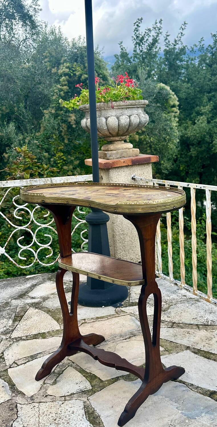 Small Louis XVI style kidney-shaped mahogany pedestal table