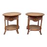 Pair of rattan side tables