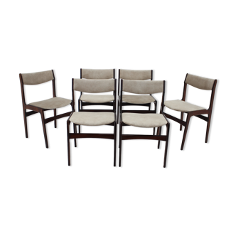 1960s danish palisander dining chairs, set of 6