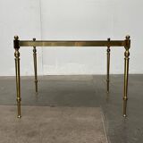 Mid-century Hollywood neoclassical brass and glass side tables or bedside tables from the 1950s, set of 2.