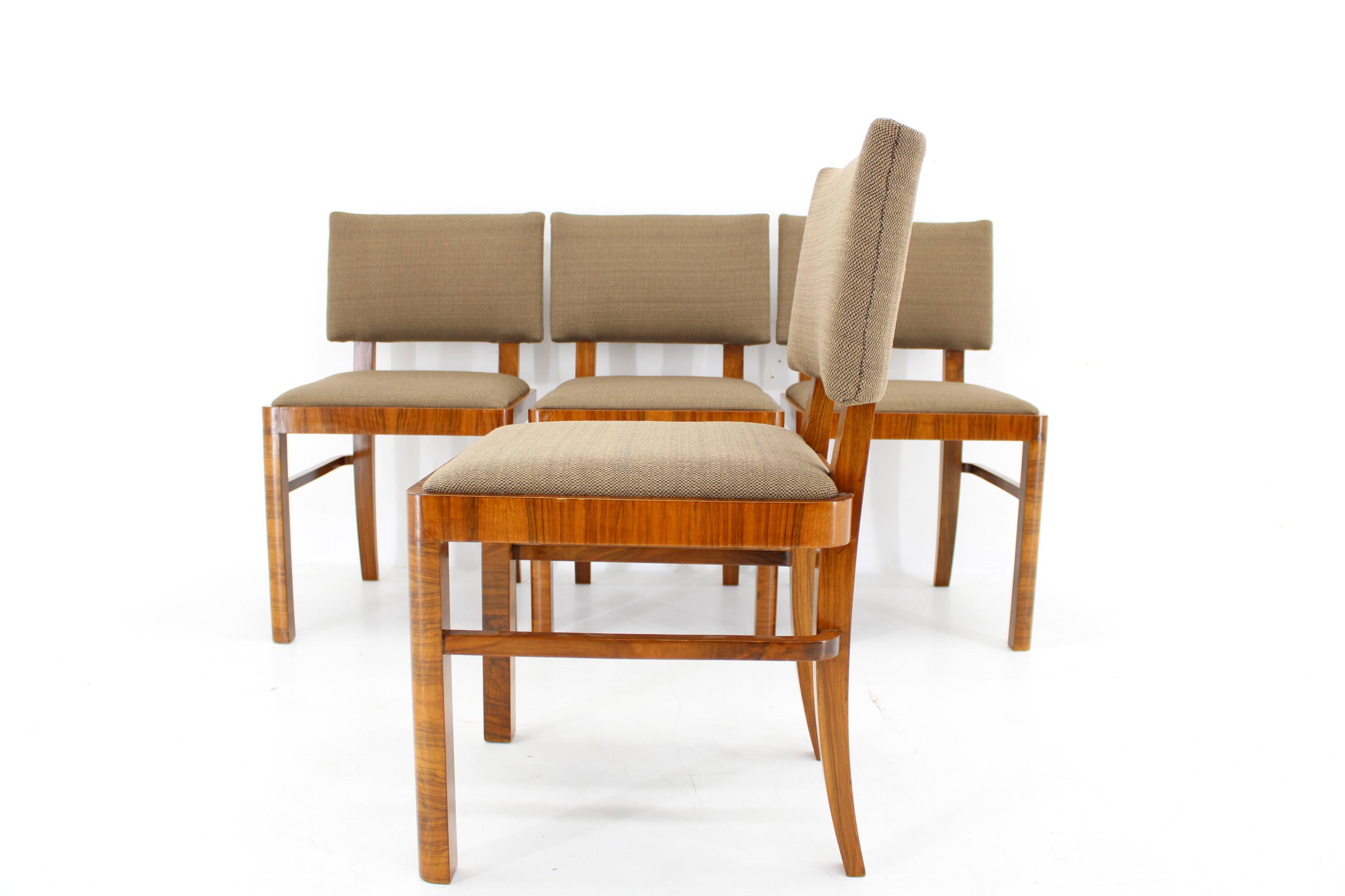 1930s Set of Four Restored Art Deco Dininng Chairs, Czechoslovakia