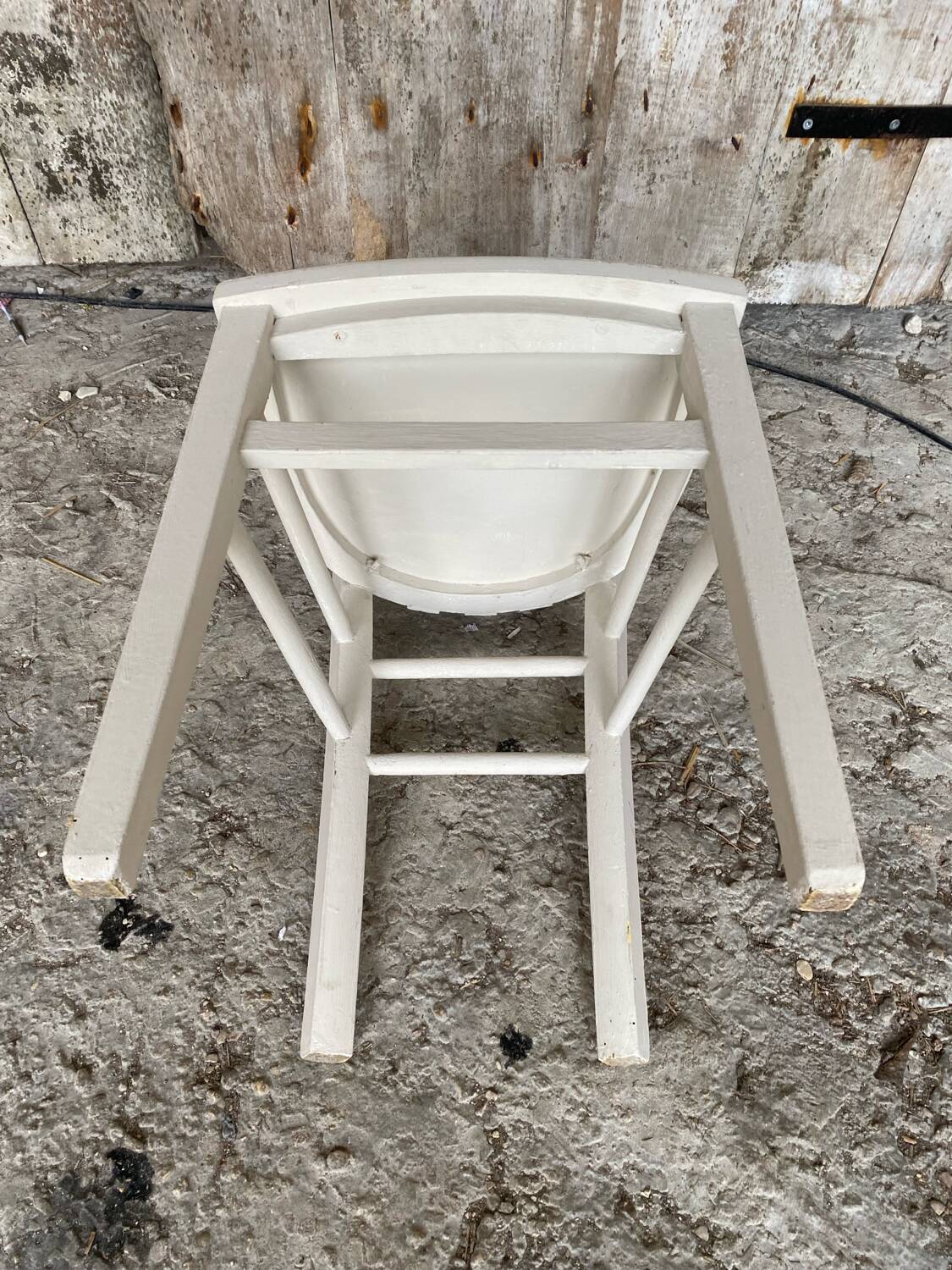 Vintage white wood baumann bistro chair old style #d541