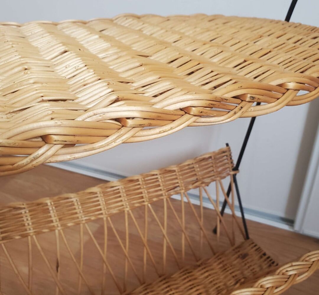 Woven wicker shelf